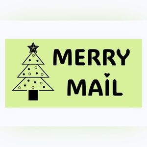 30 STICKERS - 2” x 1” - MERRY MAIL - BRIGHT LIGHT GREEN